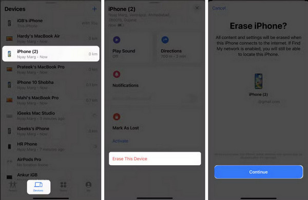 Xóa thiết bị iPhone