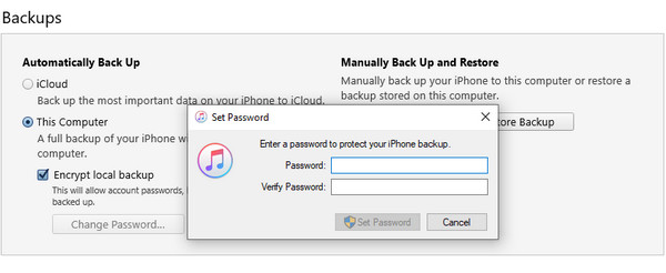 iTunes-Backup-Passwort festlegen