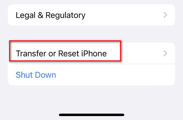 Transfer or Reset iPhone