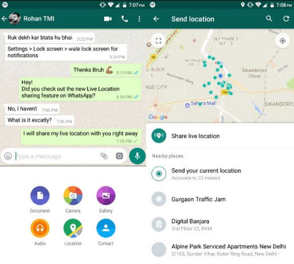 Localização do WhatsApp