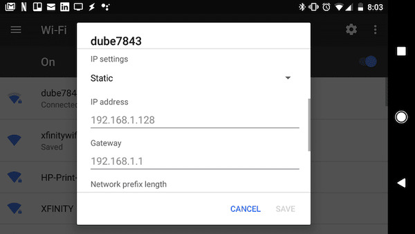 Endre IP-adresse på Android