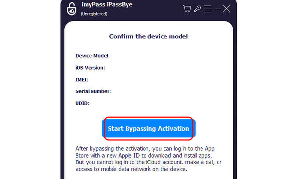 点击开始绕过激活 Imypassbye