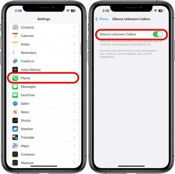 Povolit blokování hovorů na iPhonu