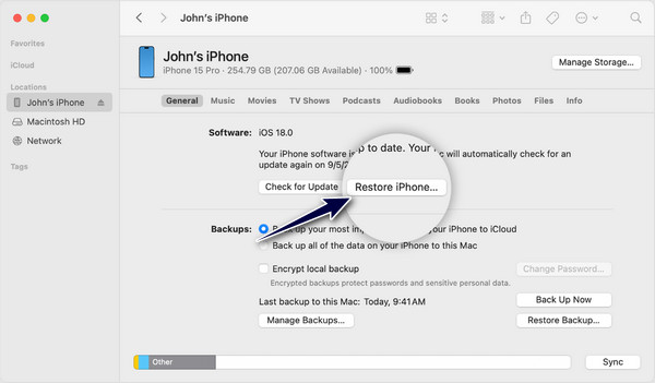 iTunes Restaurer iPhone
