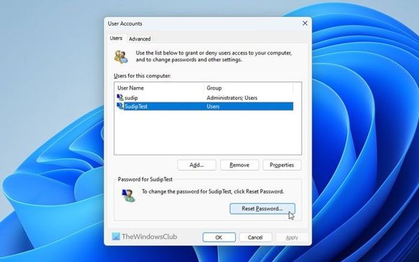 Netplwiz 更改密码