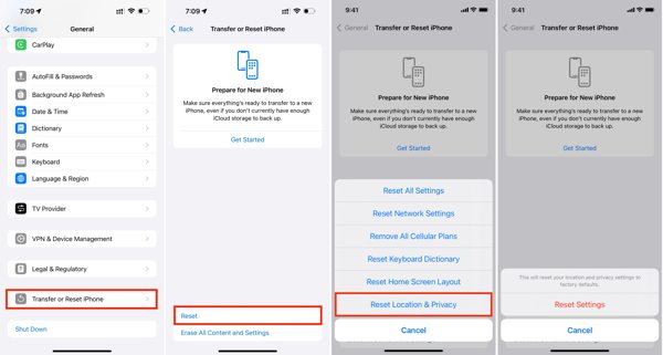 Restablecer configuración de ubicación
