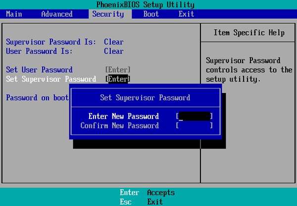 Atur Kata Sandi Bios