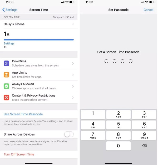 Set Screen Time Passcode