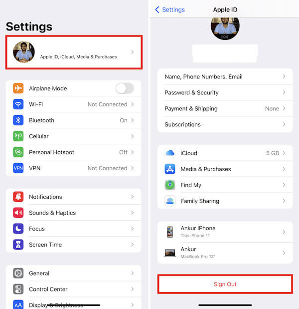 Odhlaste se Apple ID