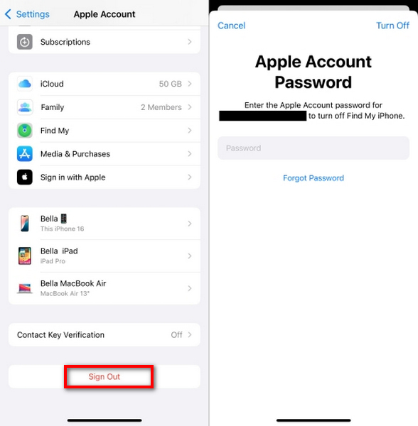 退出 Apple ID