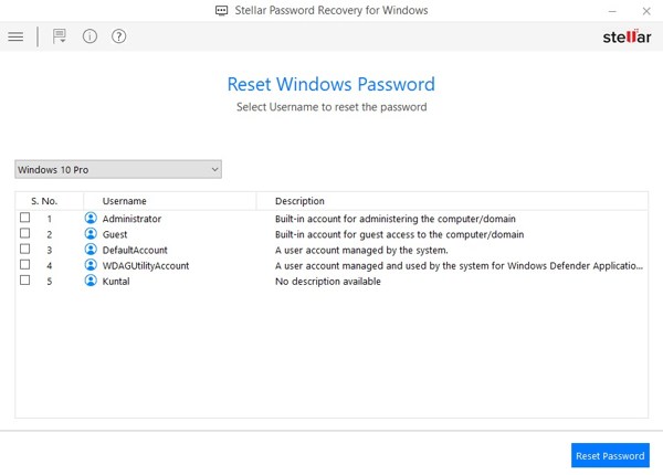 Windows Pemulihan Kata Laluan Stellar