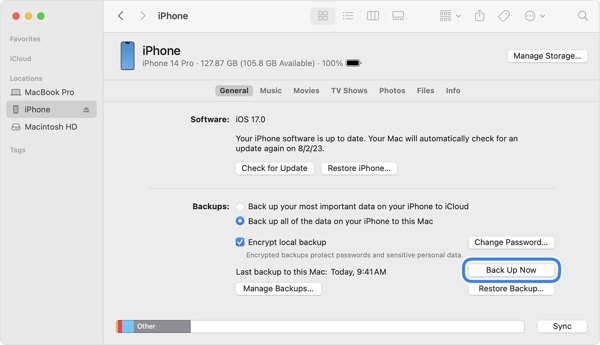 备份 iPhone mac