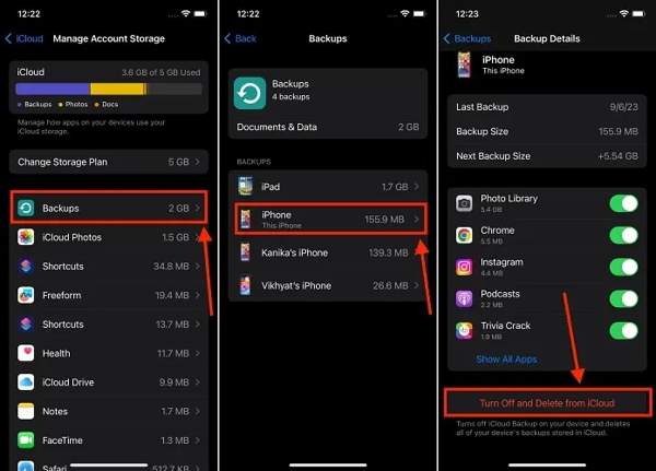 Удалить резервную копию iCloud