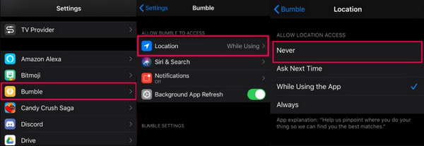 Hide Bumble Location iPhone