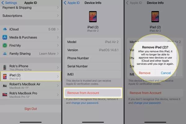Remove Account iPad
