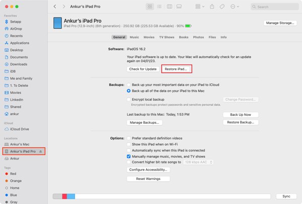 Restore iPad Finder