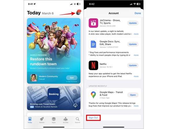 サインアウト App Store