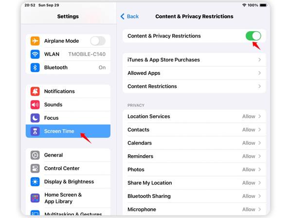 Отключить ограничения iPados12
