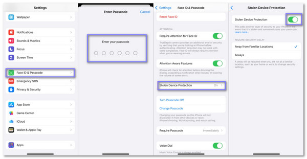 Vypněte ochranu proti krádeži zařízení pomocí Face Id Touch Id