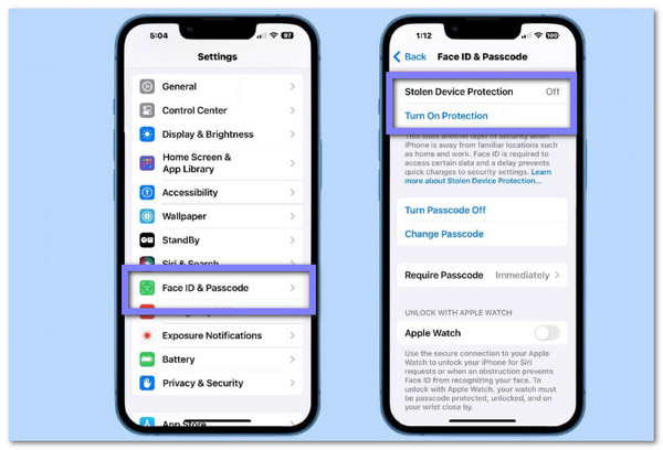 Kde najít ochranu proti krádeži zařízení na iPhonu